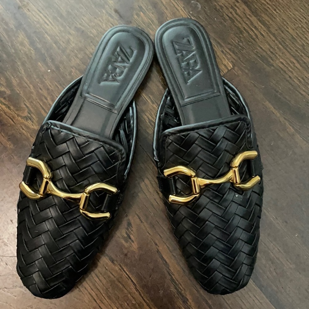 Zara mule with gold hardware